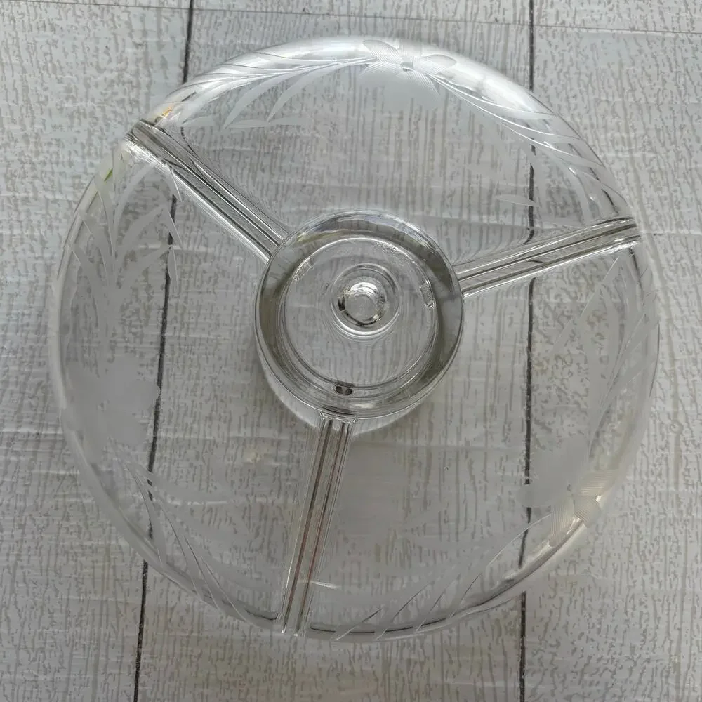 Replacement Glass Divided Serving Tray for Threaded Stand
